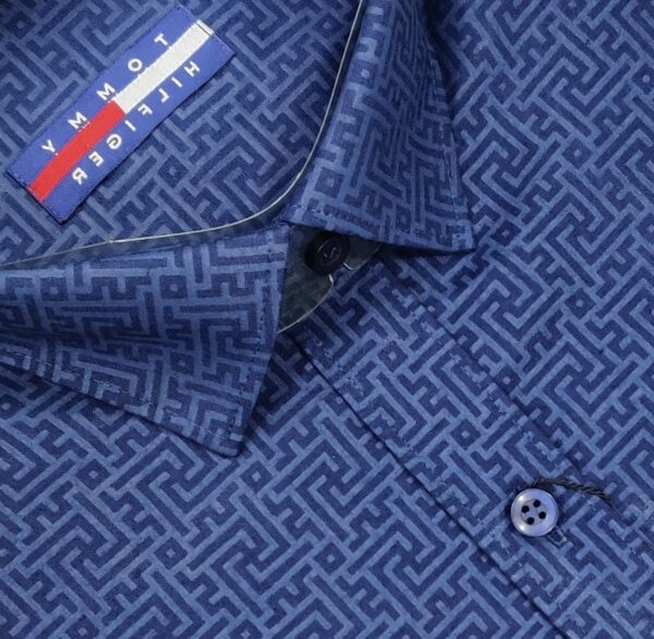 Tommy Hilfiger plain Blue cotton Print Shirt